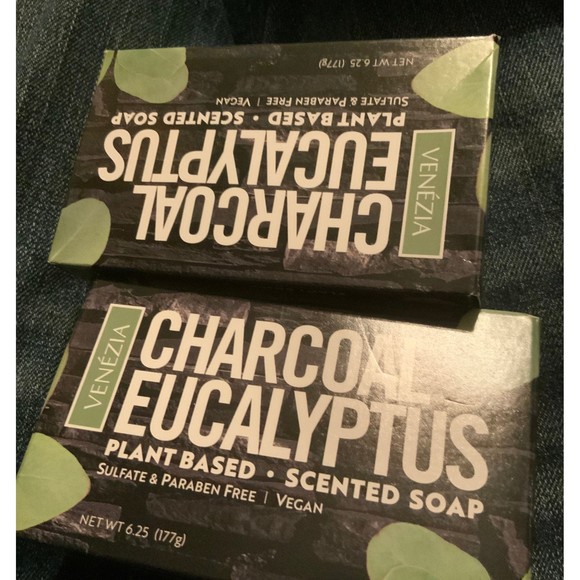 Vegan Eucalyptus Charcoal Body Soap Two Bars NWOT - Picture 1 of 2